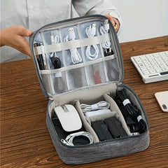 Dividers Cable Storage Bag Double Zipper Portable Handle Travel Digital Bag
