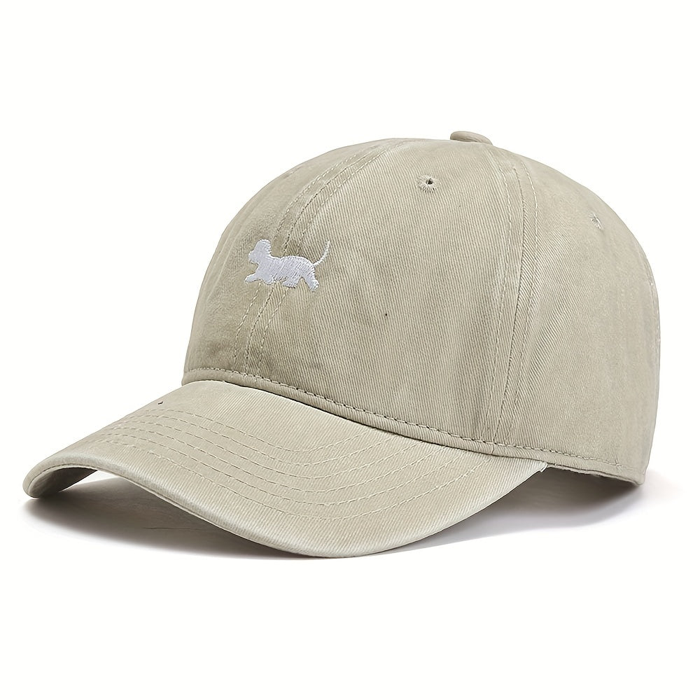 Vintage Puppy Dad Hat Soft Top Baseball Cap Embroidered Cap