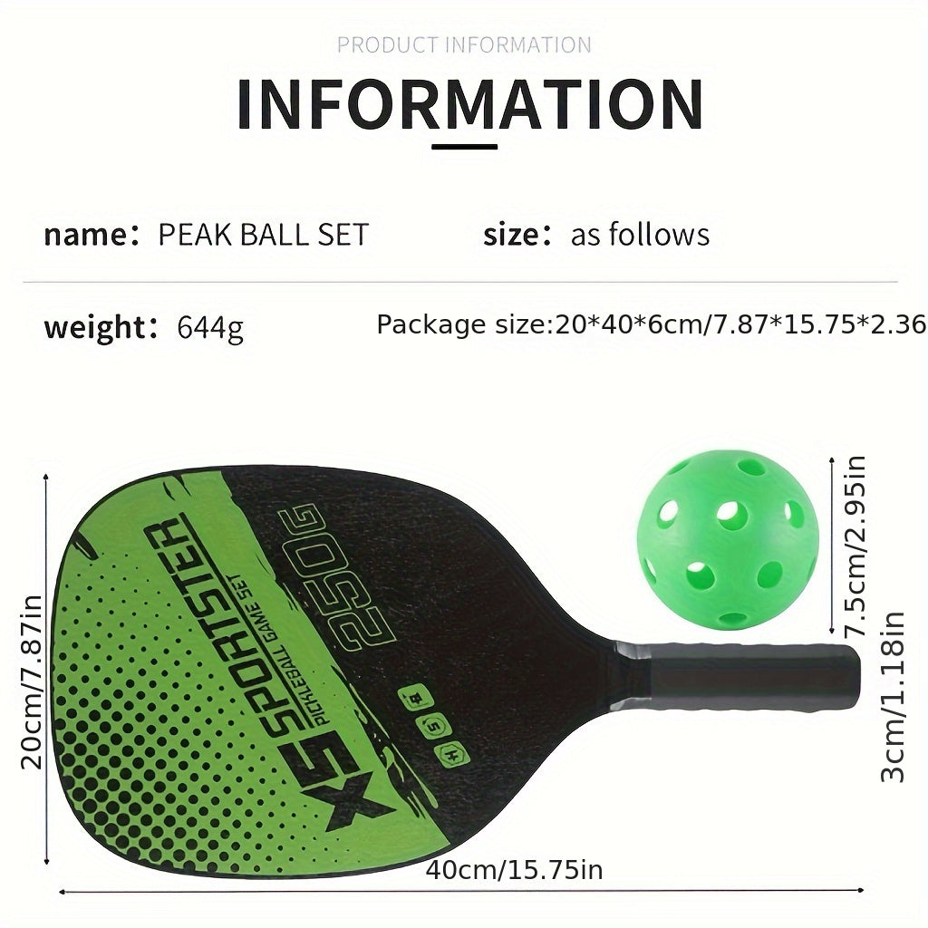 Wooden Pickleball Paddle Set with 2 Handles, 4 Balls & Bag