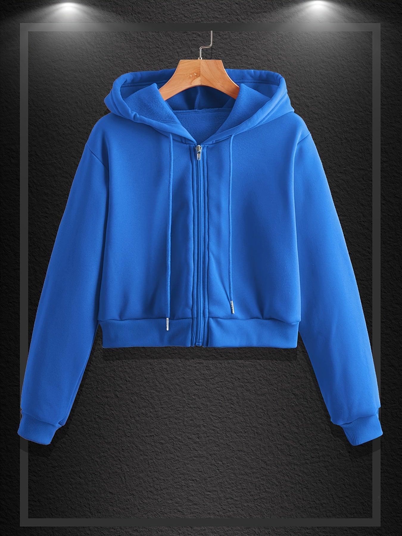 Crop Hoodie Zip Up Hooded Sweatshirt Casual Long Sleeve