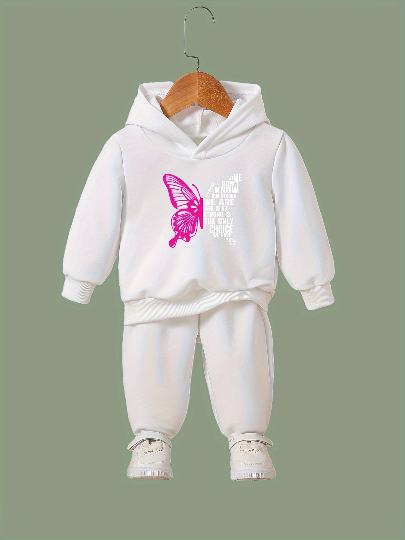 Butterfly Pattern 2pcs Activewear Sets - Girls Comfy Sports Outfits