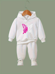 Butterfly Pattern 2pcs Activewear Sets - Girls Comfy Sports Outfits