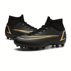 Men's Striped Lace-up Spike Soccer Cleats - Outdoor Rubber Sole