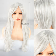 Women's Halloween Long Curly Wig with Necklaces & Skull Stickers