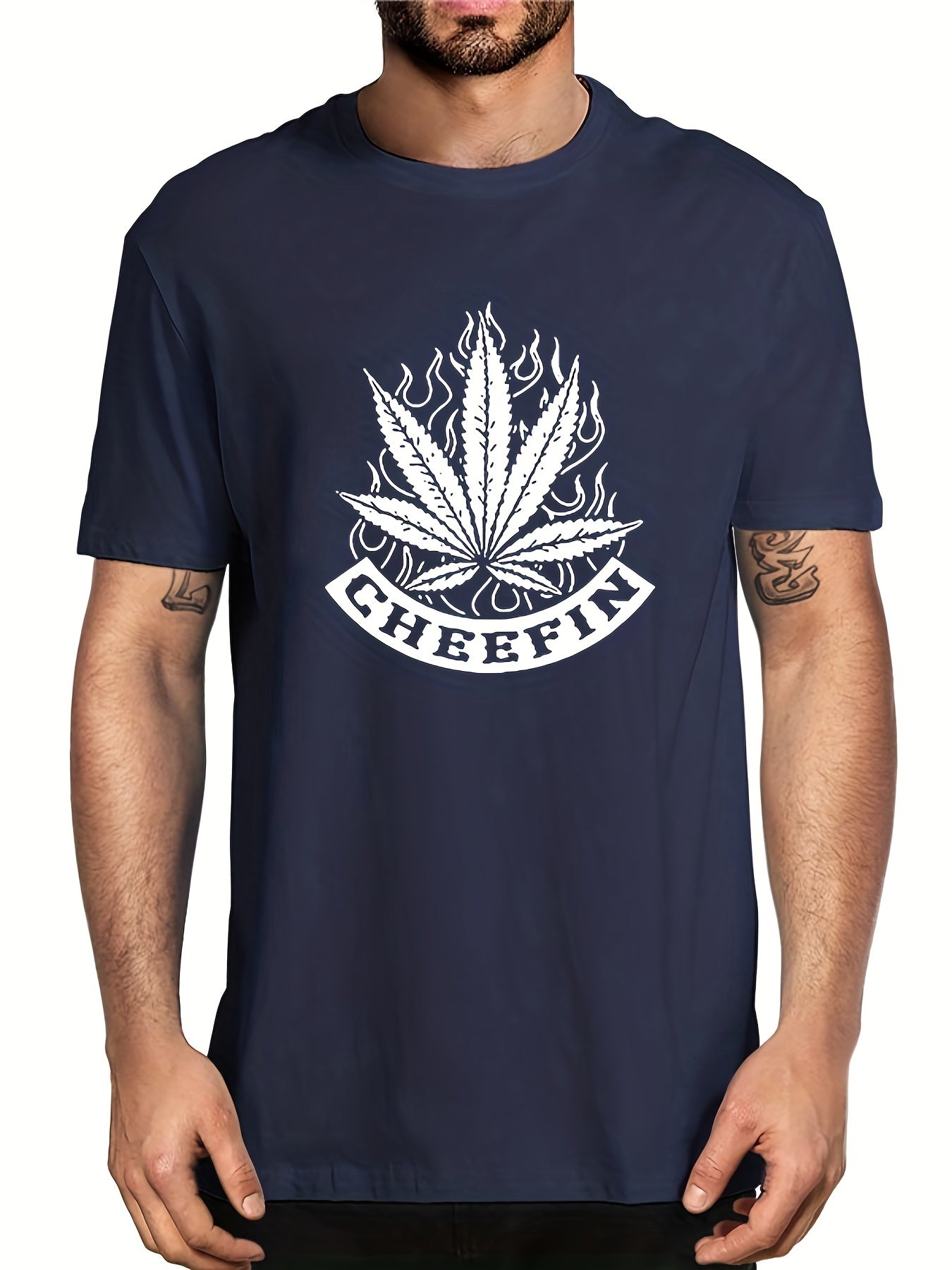 Men's Leaf Graphic T shirt Stretch Breathable Tee Summer Outdoor