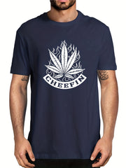 Men's Leaf Graphic T shirt Stretch Breathable Tee Summer Outdoor