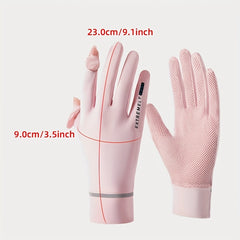UPF 50 Ice Silk Gloves Short Mesh Breathable Non-slip Touch Screen UV Prote