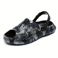 Men's Koi Print Non Slip Platform Slides Comfortable Slides For Indoor Outdoor