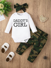 Baby Girls Romper Top & Camouflage Trousers DADDY'SGIRL Print
