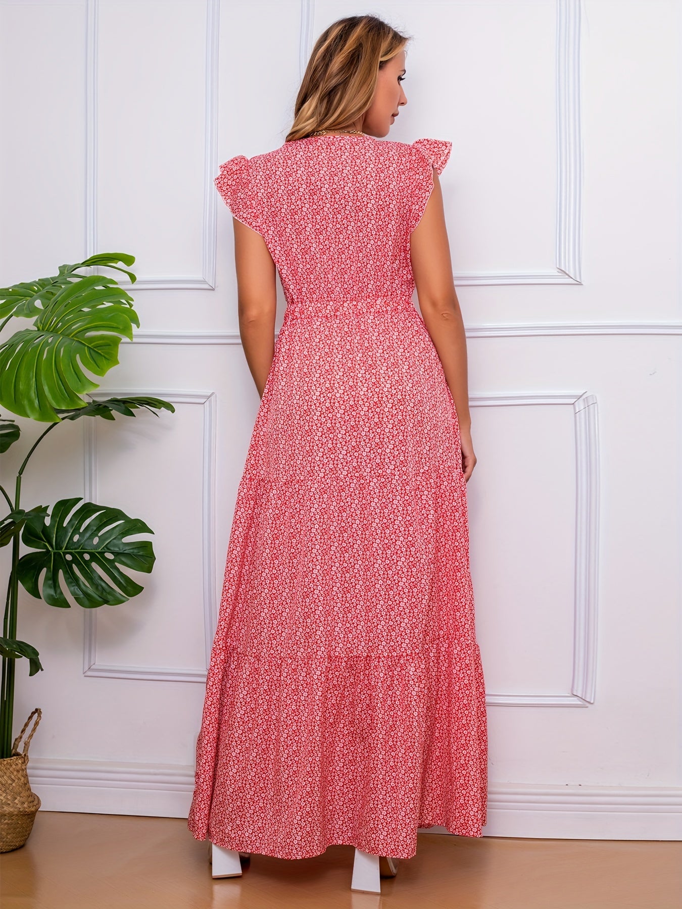 Ruffle Trim Tiered Maxi Dress Boho Casual Dress Spring & Summer