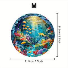 Sea World Wooden Jigsaw Puzzle Animal Shapes Underwater Scene Coral Reefs Fish