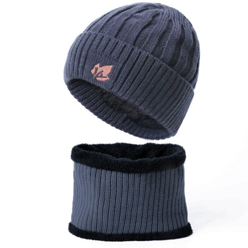 Velvet Thickened Cycling Hat Set Warm Windproof Knitted Beanie Muffler