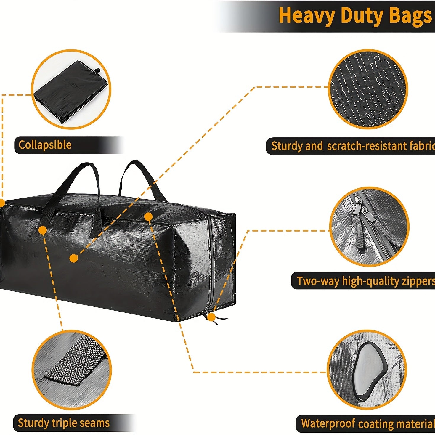XL Heavy Duty Moving Bags w/ Backpack Straps Strong Handles Zippers