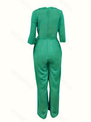 Surplice Neck Jumpsuit with Knot Detail