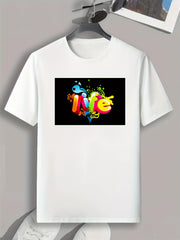 Colorful Letters Print Mens Graphic Tee Shirt for Summer