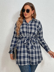Women's Plus Size Preppy Style Long Sleeved Shirt