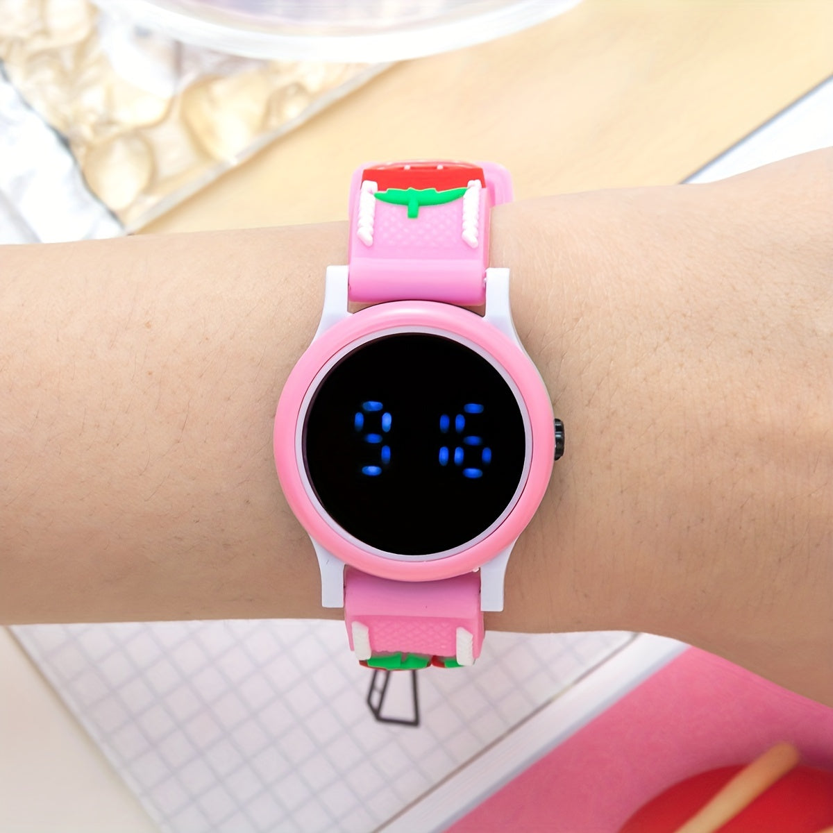 Strawberry LED Watch Round Wrist Gift Kids