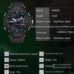 SANDA Waterproof Diving Men's Watch Multifunctional Digital