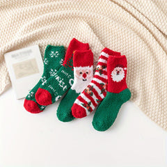 5 Pairs Christmas Print Socks Warm Women's Stockings