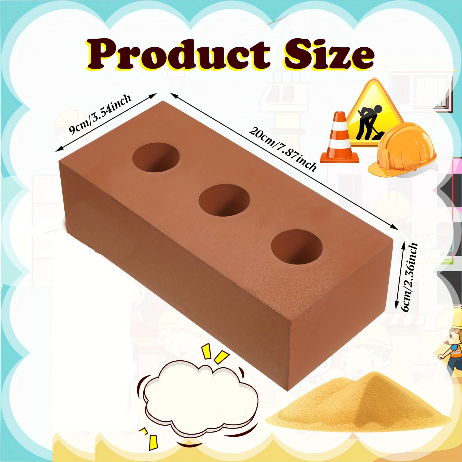 5pcs Foam Cinder Blocks for Kids Safe Non Toxic Brown Building Toys Home D