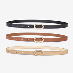 Golden Oval Buckle PU Leather Belt for Girls Kids
