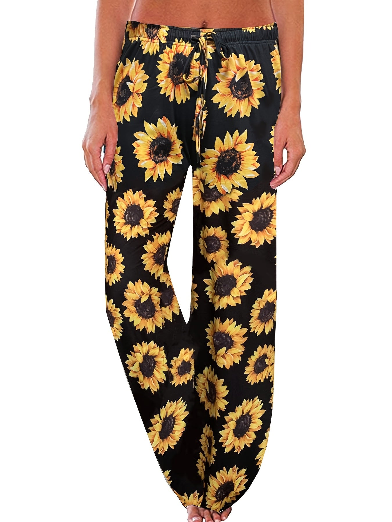 Drawstring Pajama Bottoms Wide Leg Pants Women's Loungewear