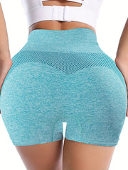 High Rise Seamless Fitness Shorts Solid Stretchy Biker Shorts