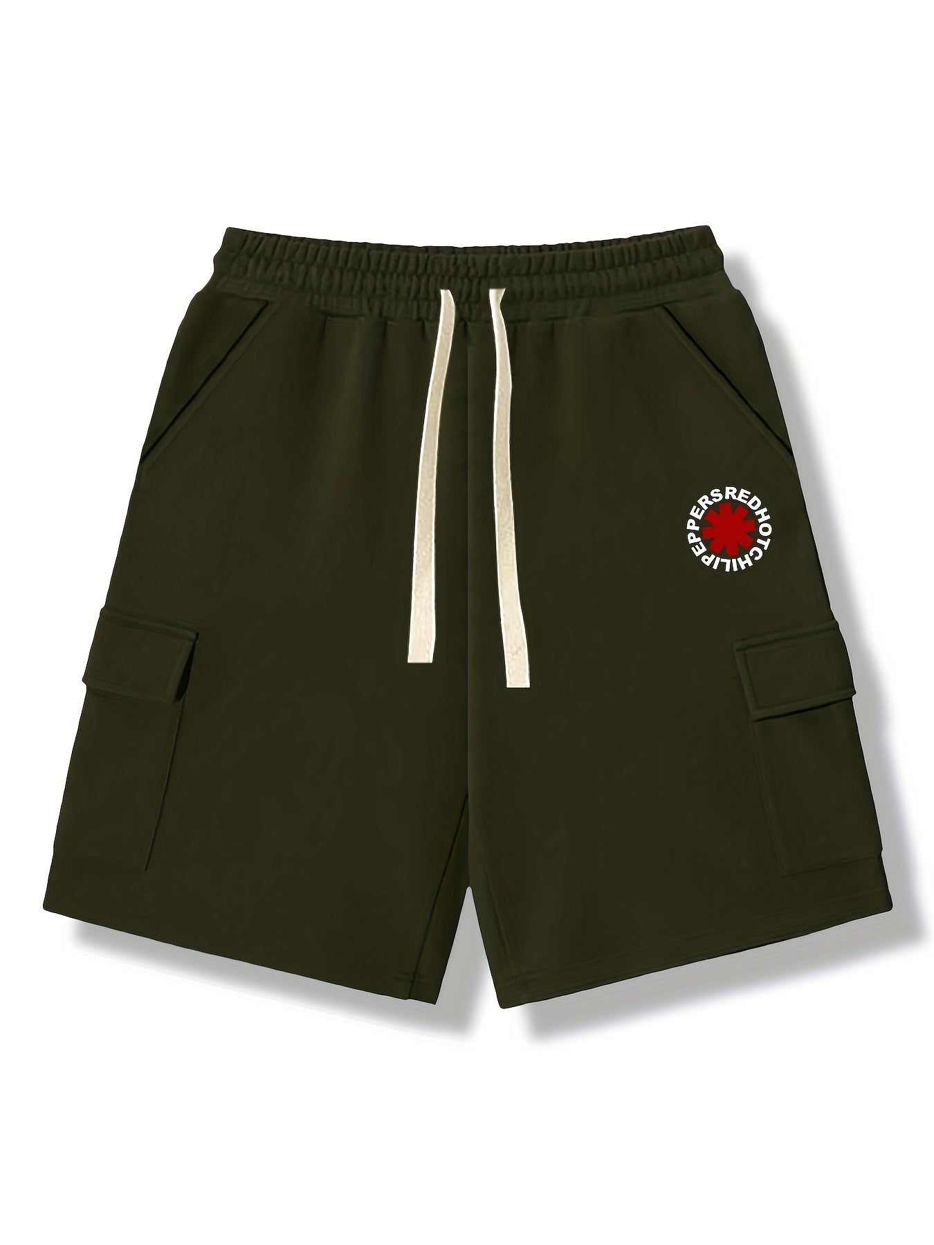 Men's Casual Cargo Shorts - Solid Color Drawstring Waist - Summer Style