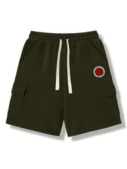 Men's Casual Cargo Shorts - Solid Color Drawstring Waist - Summer Style