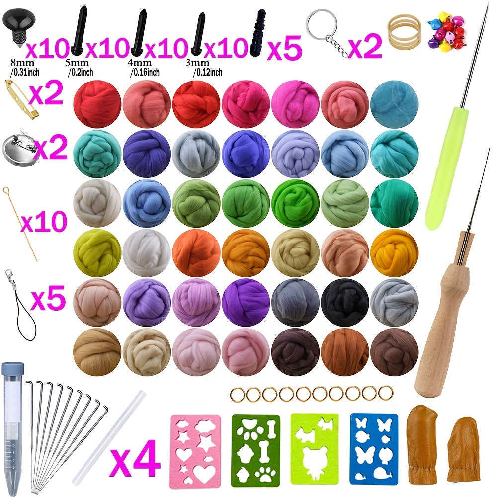 Needle Felting Kit 42 Colors Wool Roving Set with Tools