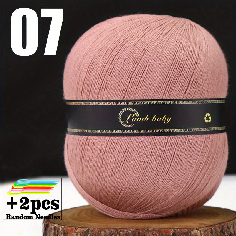 Solid Silk Yarn & Green Needles Set for Crocheting Knitting - 150g