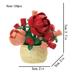 3D Mini Flowers Building Blocks Toys Magnolia Rose Sunflower Violet Flower