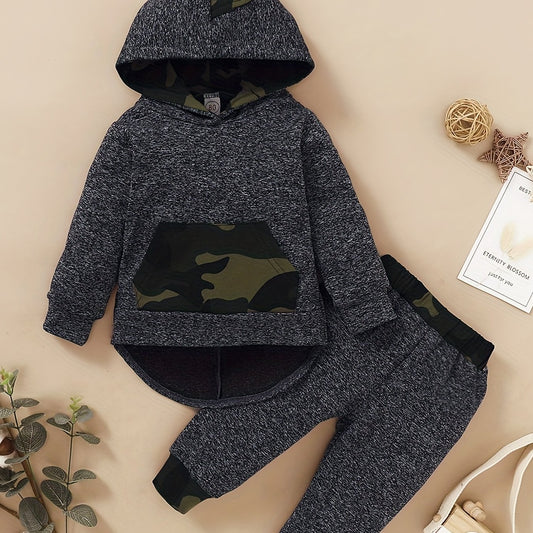 Toddler Boy's Camo Hoodie & Sweatpants Set for Spring Fall