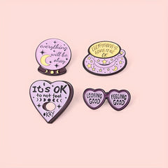English Letter Alloy Badge Love Cup Geometric Shape Brooch