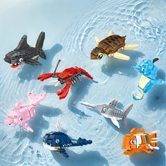 Marine Life Building Blocks Puzzle Shark Crab Model Toy