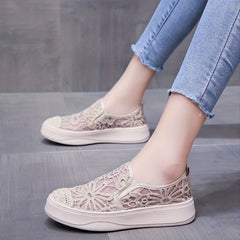 Women's Lace Mesh Loafers Slip On Outdoor Shoes Comfortable Walking Shoes