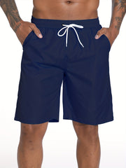 Quick Dry Drawstring Men's Swim Trunks Solid Board Shorts Men's Swimwear