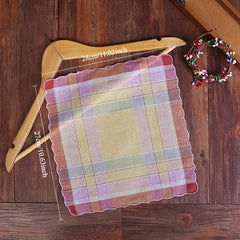 12pcs Striped Handkerchiefs Vintage Checkered Pattern Lightweight