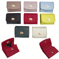 Women's Leather Trifold Wallet with Snap Closure and Coin Pocket