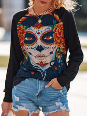 Halloween Figure Print Sweatshirt Women's Clothing