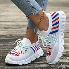 Women's Flag Pattern Mesh Casual Sports Shoes Lightweight Non slip
