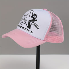 Star Bear Print Baseball Cap Mesh Trucker Hat Lightweight Unisex
