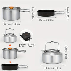3pcs Outdoor Stainless Steel Cookware Set for Camping