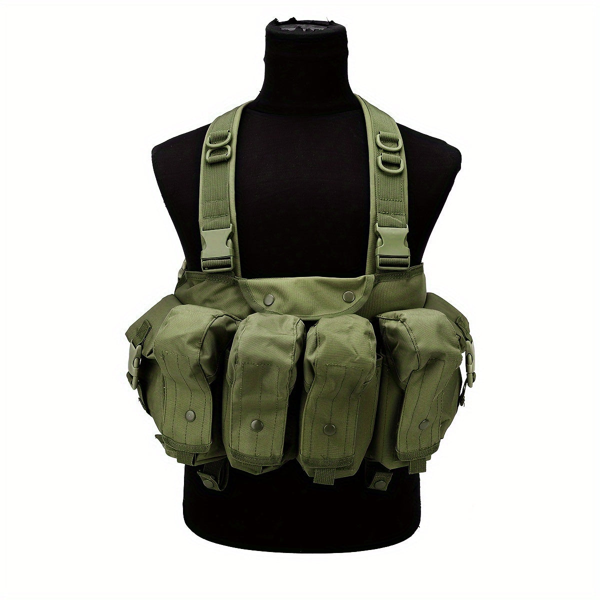 Outdoor Chest Rig With Magazine Pouch Adjustable Vest Tan Green