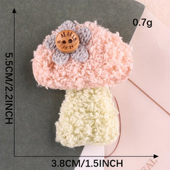 4pcs Plush Mushroom Hair Accessory Patches For Girls DIY