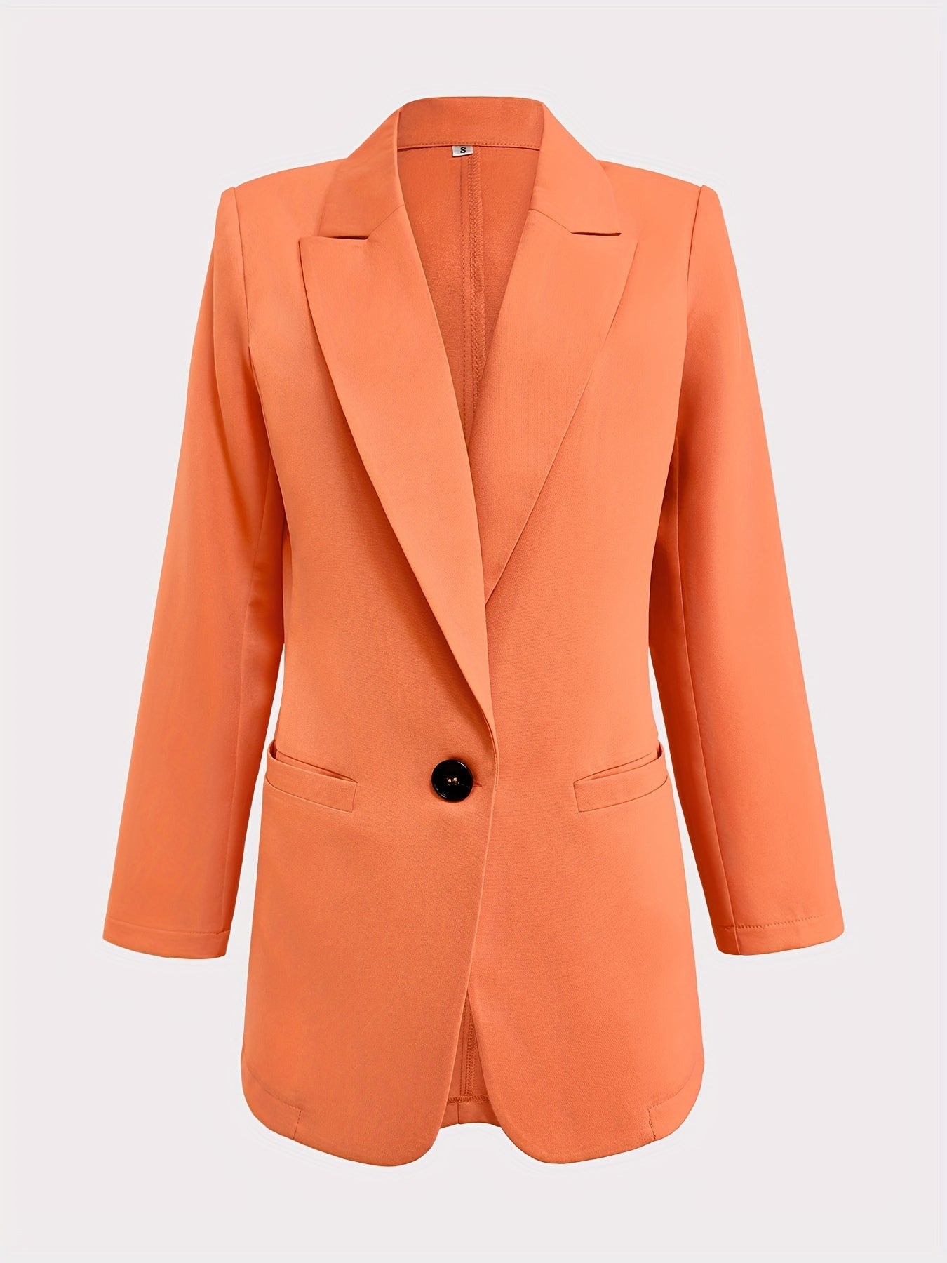 Solid One Button Blazer Lapel Long Sleeve Work Office Outerwear Women's Clothing