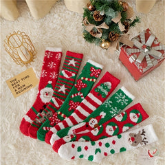 7 Pairs Christmas Print Socks Warm & Comfy Stockings Women's Hosiery