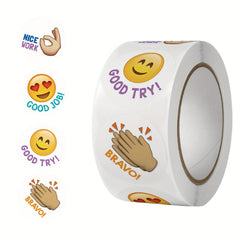 Emoticon Stickers Happy Face Teacher Reward Labels 500 Pieces Roll