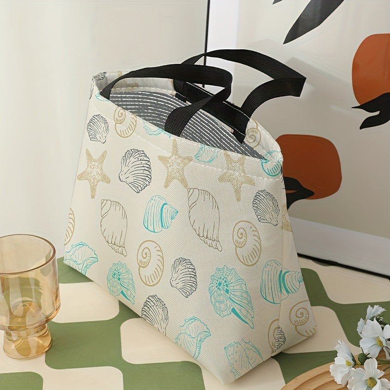 Portable Conch Starfish Lunch Bag Waterproof Insulated Cooler Bag
