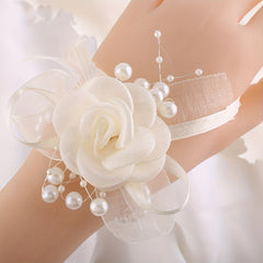 Mesha Flower Bridesmaid Wristband Faux Pearl Wedding Accessories Bridal